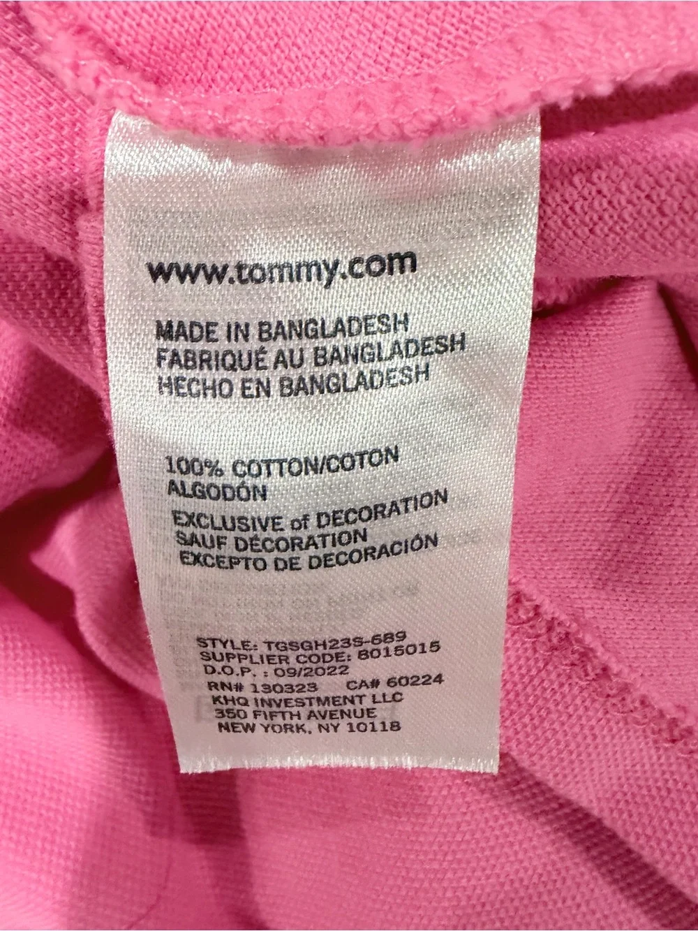 Tommy Hilfiger Girls Pink White Colorblock Polo Dress Size L 12/14